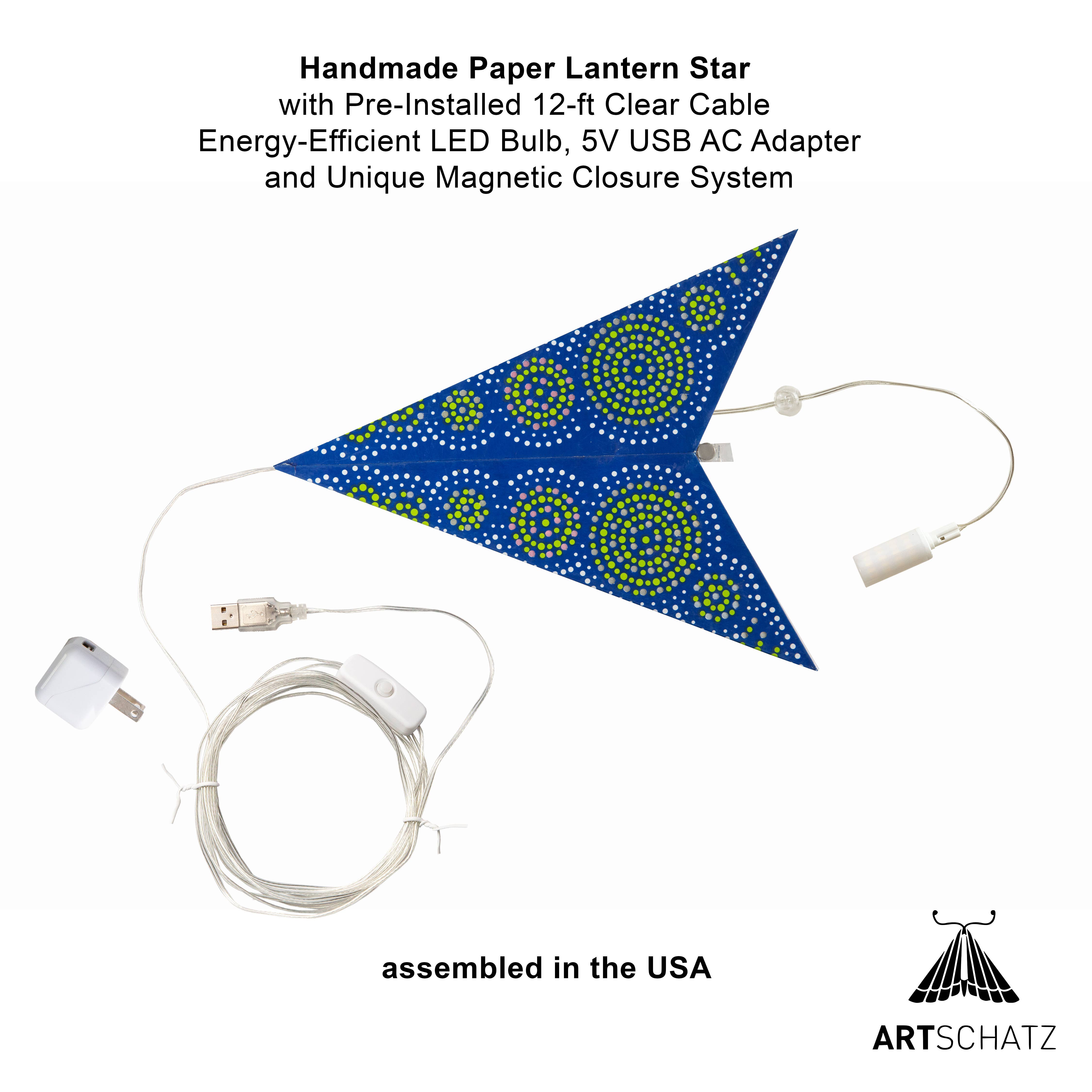 Artschatz LLC - Vendita all'ingrosso Lanterne/lampade di carta - Caleidoscopio ~ 5 puntatore, luce blu a forma di lanterna a forma di stella, 61 cm2