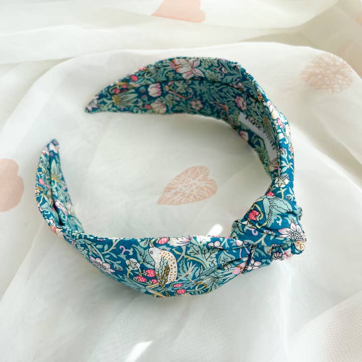 Nine Designs Ltd - Wholesale Fashion headband – women's - Womens Knot Headband - Liberty London Strawberry Thief TEAL1