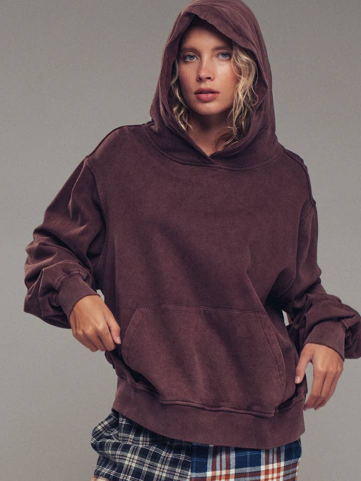 Urban Daizy - Wholesale Hoodie - Women's - Vintage Wash Oversized Brushed Hoodie10