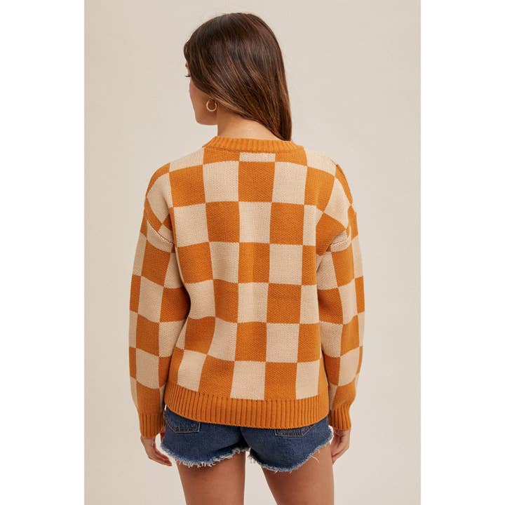 Apolline - Wholesale Knit Sweater - Women's - CHECKER PRINT CREW NECK SWEATER8