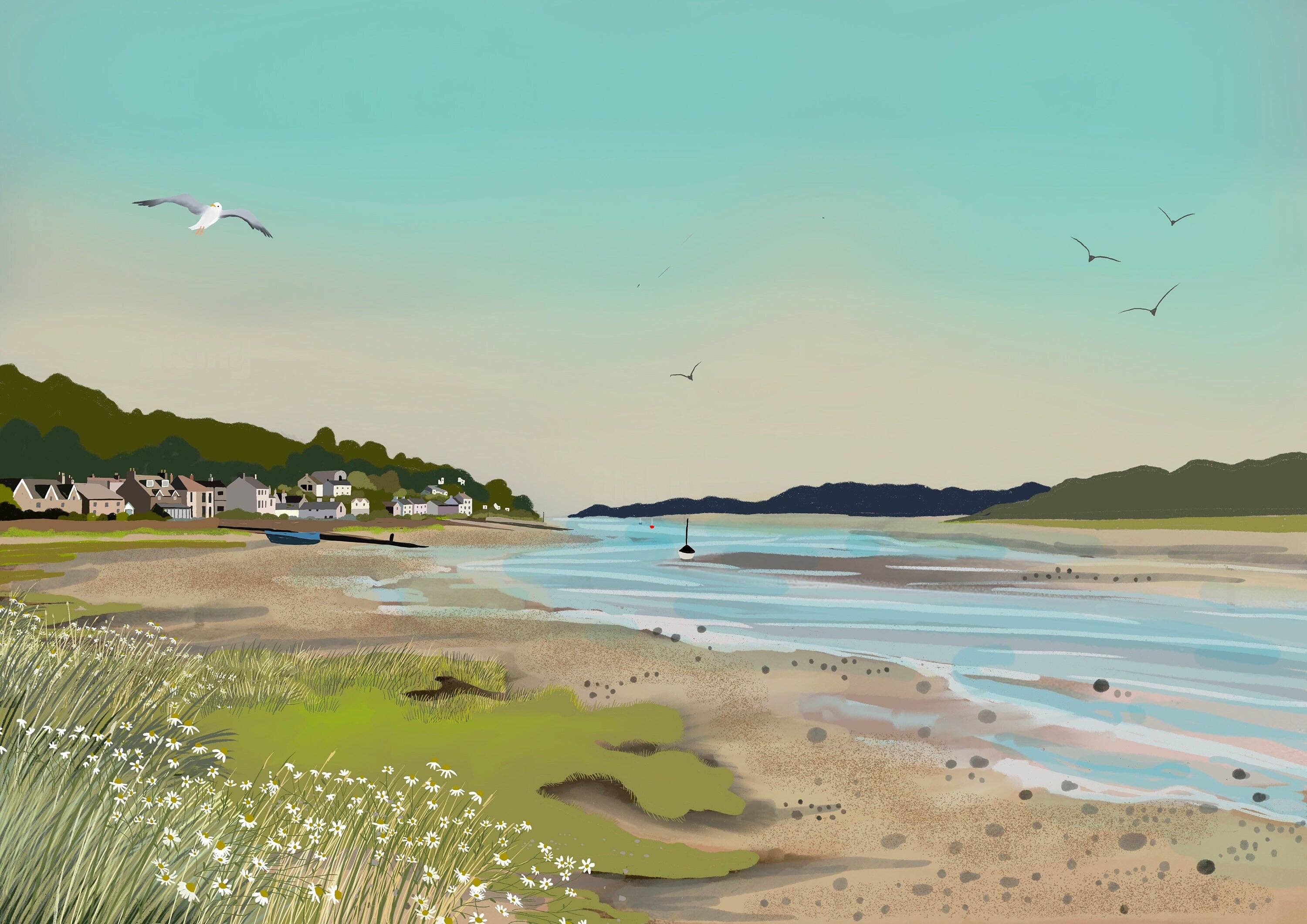 Galloway Arts - Wholesale Art Print - Kippford, Dumfries & Galloway, Scottish Travel Poster, Scottish Landscape, Wall Art, Quality Giclee Art Print signed by the Artist2