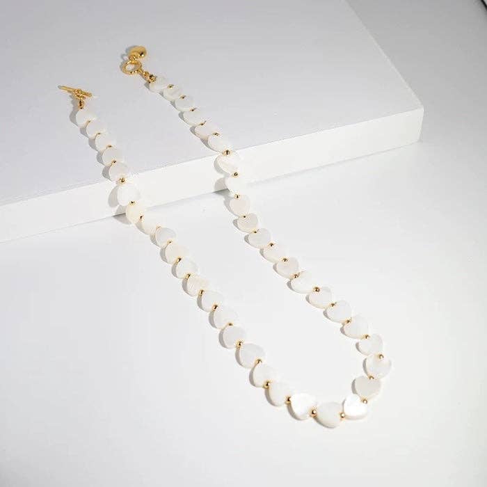 LanLivia - Wholesale Beaded/Pearl Necklace - Mother of Pearl Heart Beads Necklace with OT Buckle6