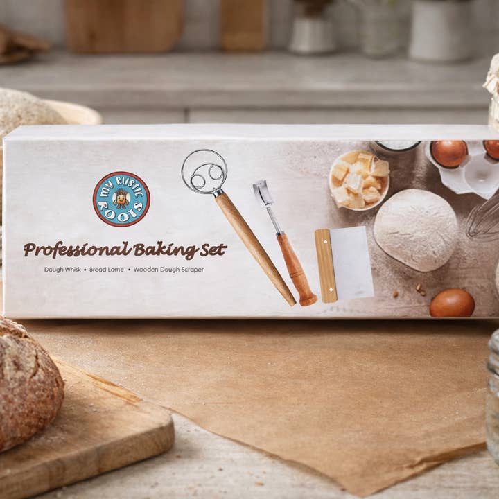 My Rustic Roots - Wholesale Kitchen Tool/Gadget - Professional Baking Set Dough Whisk, Bread Lame, & Scraper1