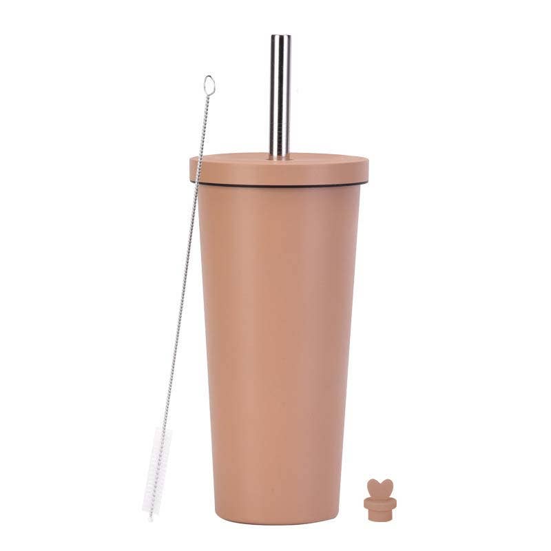 Candles Meta - Wholesale Insulated Mug/Tumbler - 710ml Silid Color Milk Tea Stainless Steel Cup with Straw11