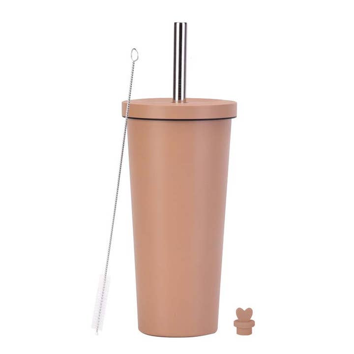 Candles Meta - Wholesale Insulated Mug/Tumbler - 710ml Silid Color Milk Tea Stainless Steel Cup with Straw11