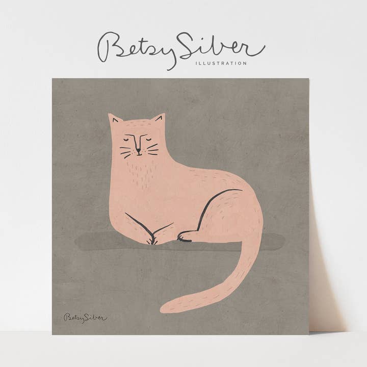 Sitting Cat Art Print for wholesale by Betsy Siber, Illustration
