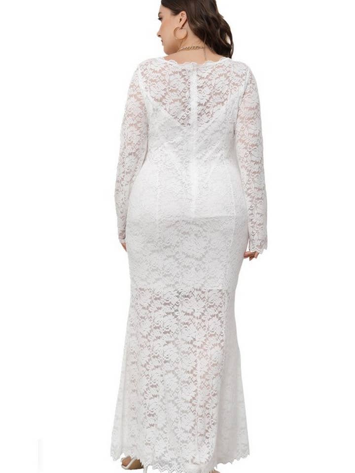 NINEXIS - Wholesale Dress - Women's - CWDMD3233_PLUS SIZE LACE MERMAID EVENING GOWN DRESS