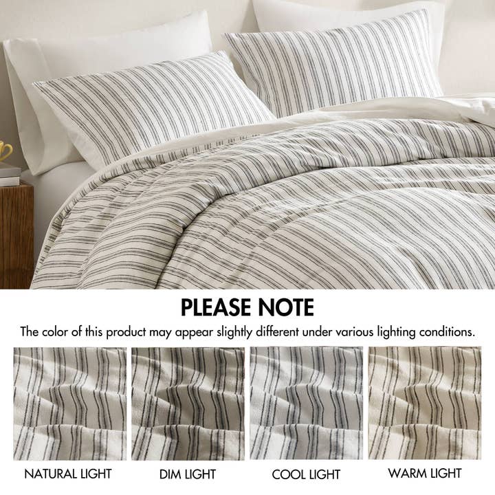 Olliix - Wholesale Bedding Set - 3 Piece Yarn-Dyed Stripes All-Seasons Duvet Set, Grey7