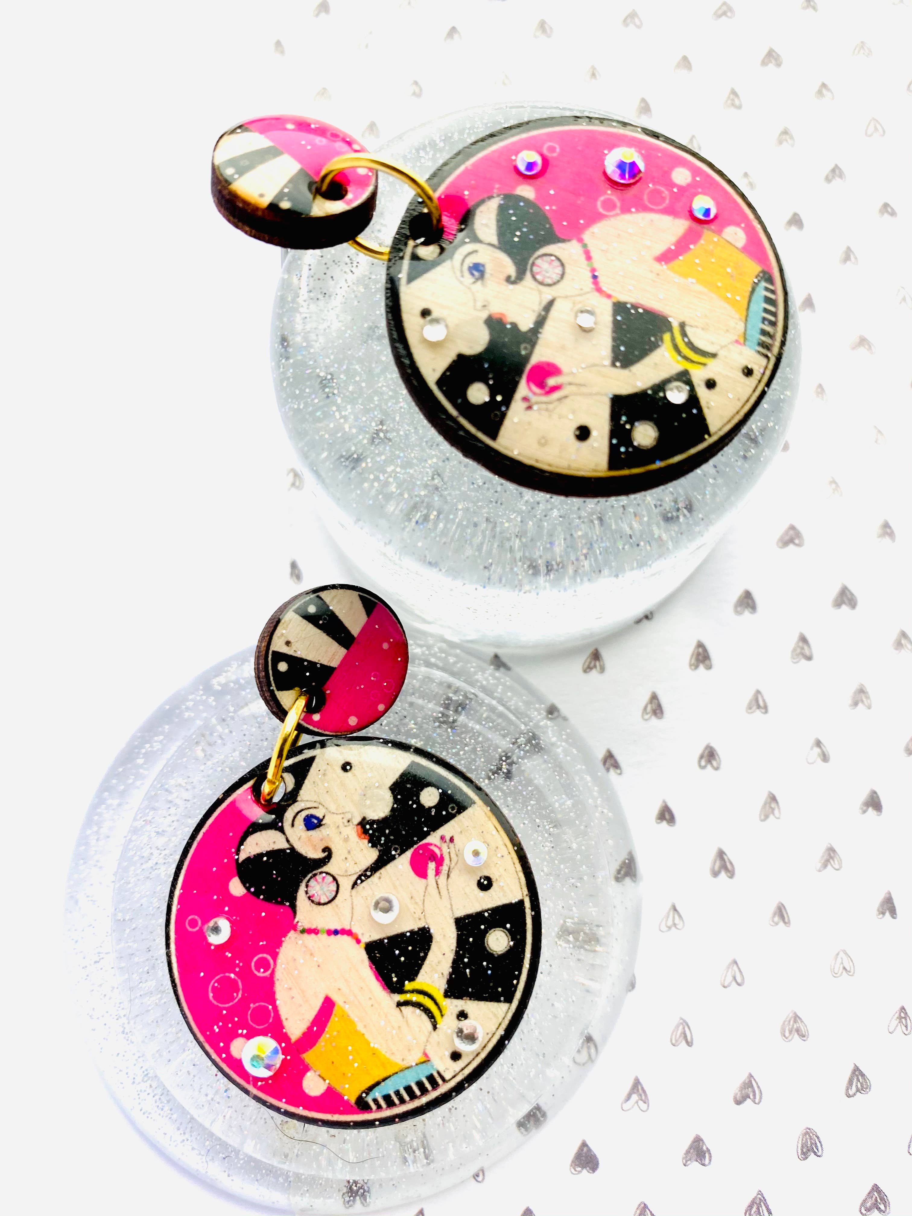 Rosie Rose Parker – wholesale Dangle earrings – retro statement earrings arty earrings colourful earrings14