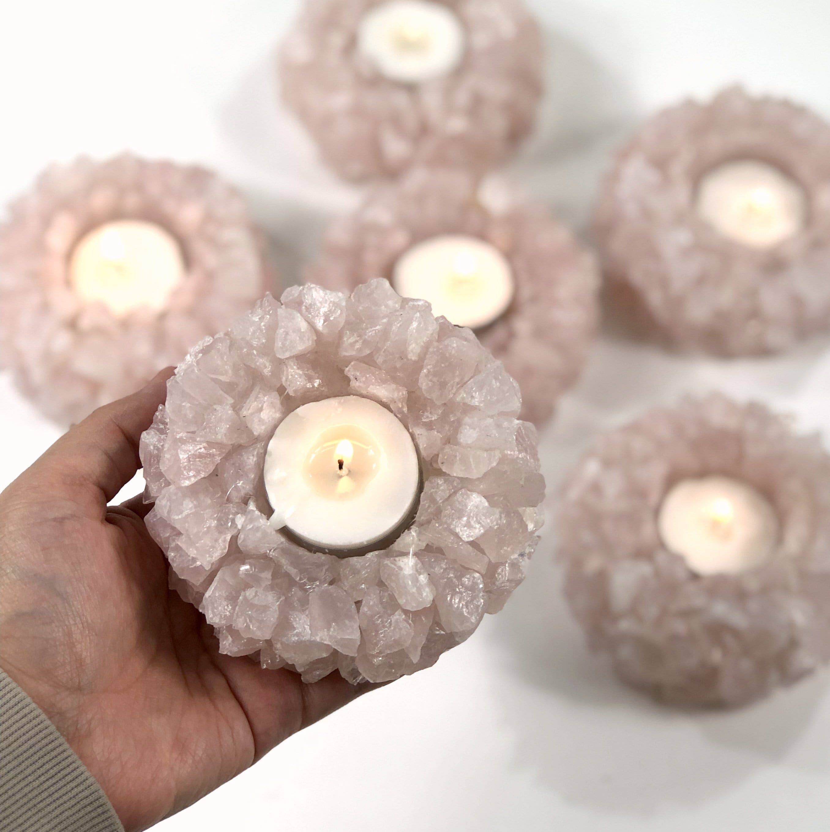 Rock Paradise - Wholesale Spiritual Stone/Crystal - Rose Quartz Candle Holder (HW4-03-RQ)0
