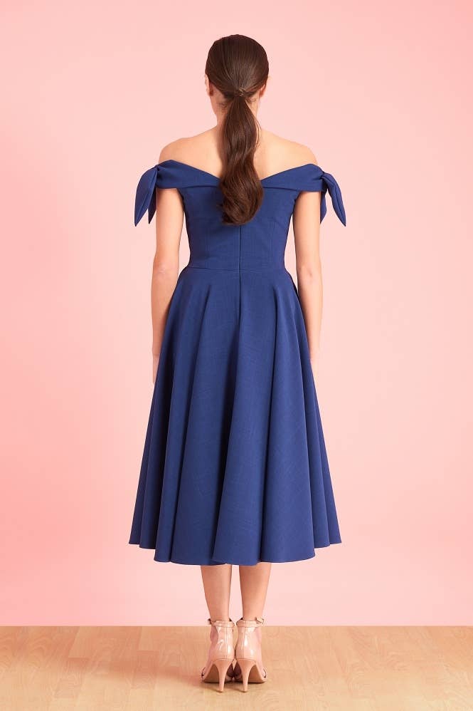 The Pretty Dress Company - Wholesale Dress - Women's - Tilly Off The Shoulder Bow Midi Dress6