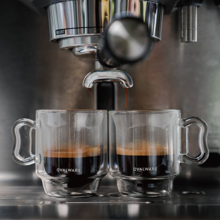 Ovalware - Wholesale Coffee/Tea Cup - Double Wall Espresso Glass Cups | 4oz | Set of 2 or 43