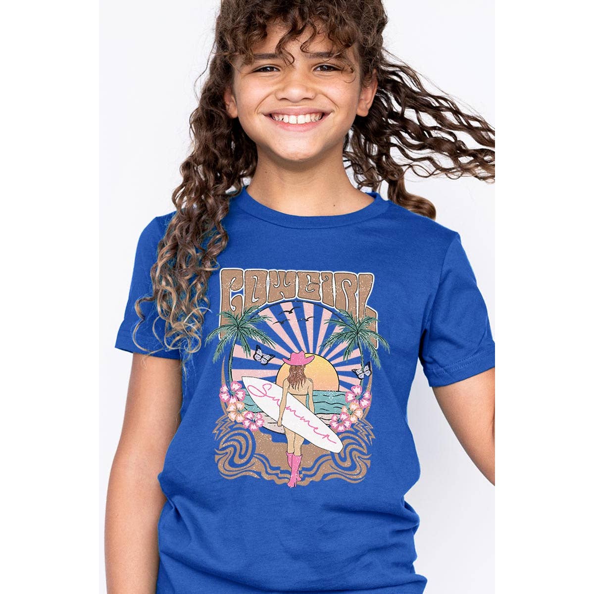 COLORBEAR - Wholesale Screen Printed T-Shirt - Kids - Western Cowgirl Surfer Beach Kids Graphic T Shirts9