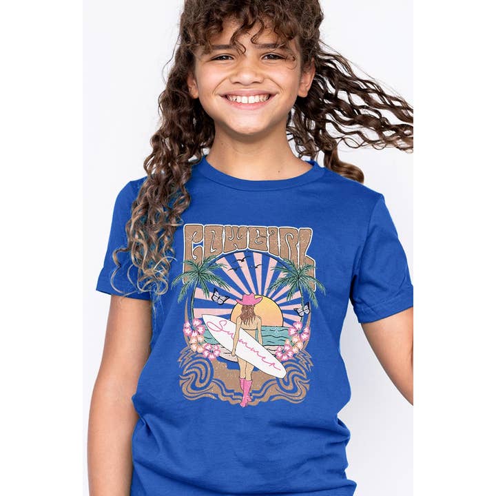 COLORBEAR - Wholesale Screen Printed T-Shirt - Kids - Western Cowgirl Surfer Beach Kids Graphic T Shirts9