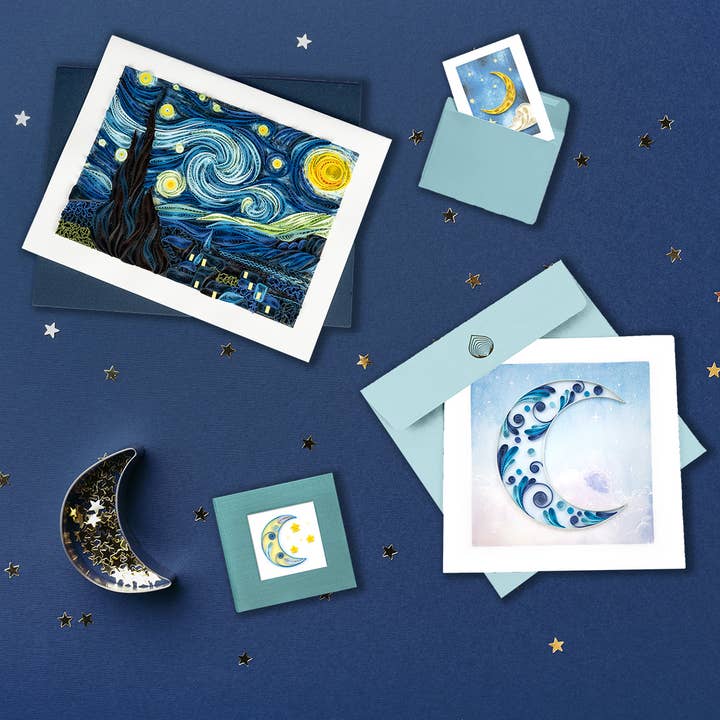 Quilling Card - Wholesale Everyday Greeting Card - Artist Series - Quilled Starry Night, Van Gogh Greeting Card5