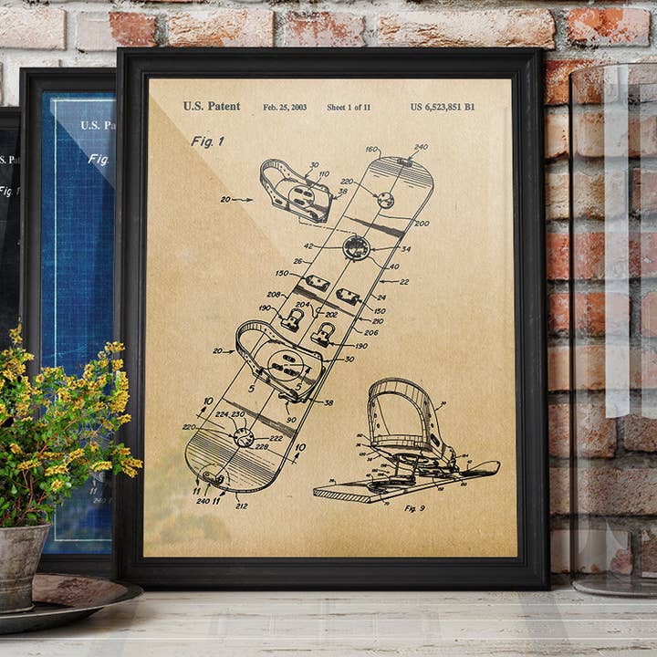 Fresh Prints of CT - Wholesale Art Print - Original Snowboard Patent Art Print - Snow Sports