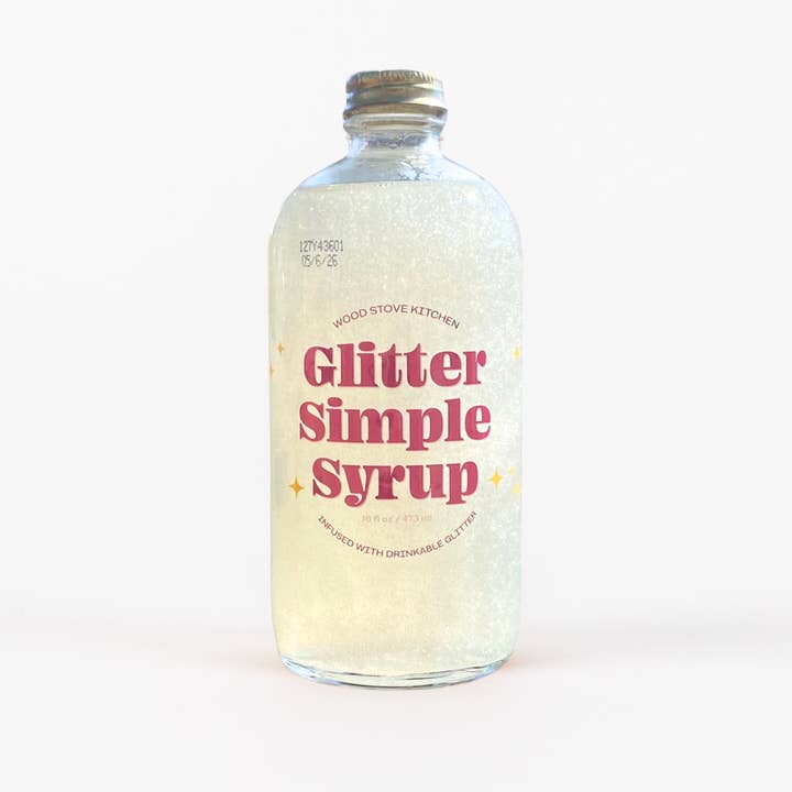 Wood Stove Kitchen – wholesale Cocktailmix/-sockerlag – Glitter Simple Sirap, 16 fl oz med ätbart glitter