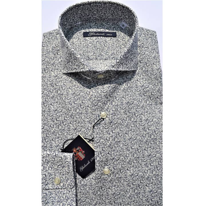 Men's shirt in 100% cotton floral print Made in Italy for wholesale by GHILARDI 1940, E. MECCI