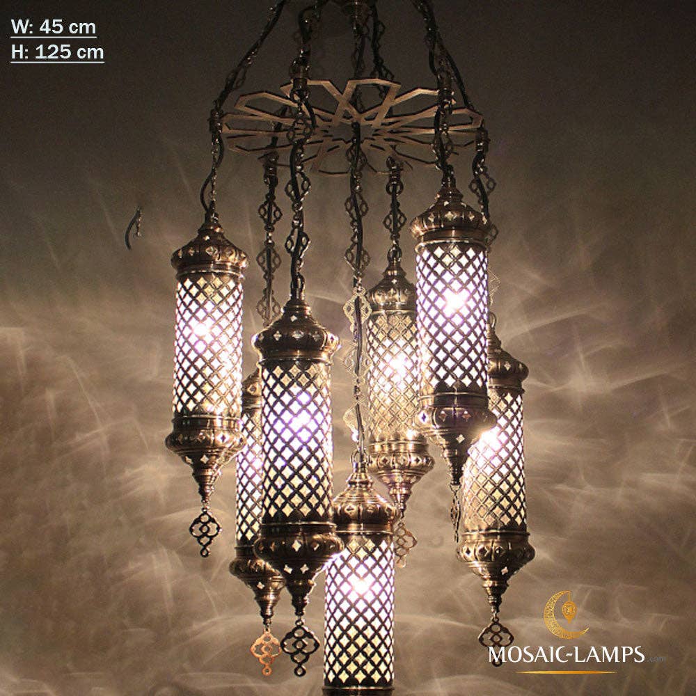 Mosaic Lamps – wholesale Chandelier/hanging light – 7pc Moroccan Chandelier Lighting Set, Metal1