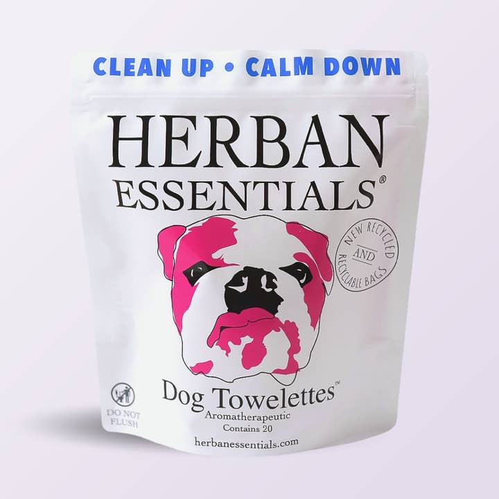 Herban Essentials - Wholesale Pet Cleaning Supplies - Dog Towelettes - 20 Individual Lavender Essential Oil Wipes0