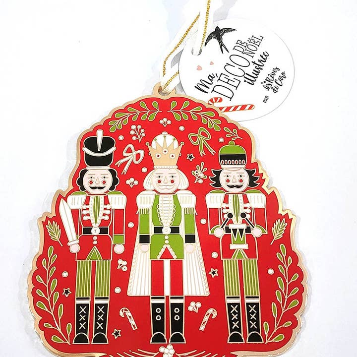 Decorazione natalizia da appendere Magie Noël Schiaccianoci natalizio rosso per la vendita all'ingrosso da parte di Hirondelle & Cie