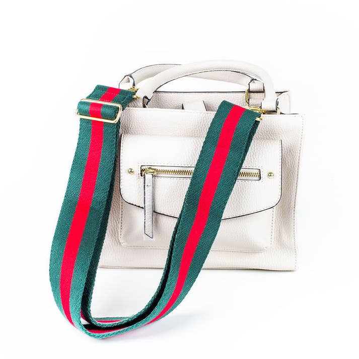 Red Green Stripe Guitar Bag Strap -bag strap, handbag guitar for wholesale by Gradzo