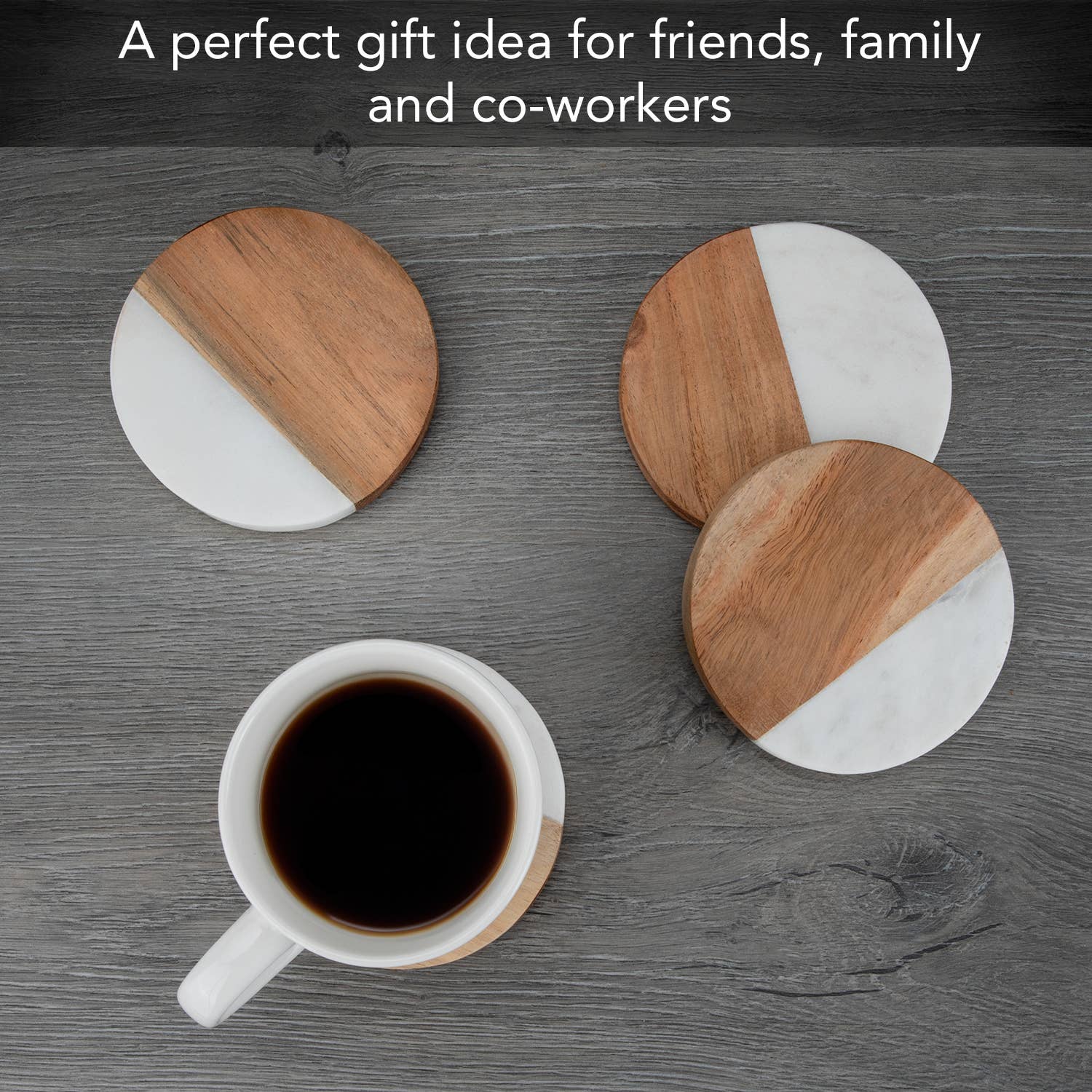 CounterArt/Highland Home/Thirstystone - Wholesale Coasters - Thirstystone Acacia Wood Coasters with White Marble Accents2