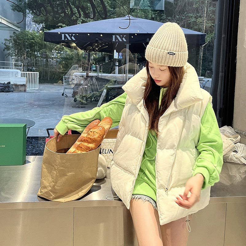 UZ Wholesale Store – wholesale Outerwear Vest - Women’s – Solid Color Loose Fit Puffer Vest Coat1