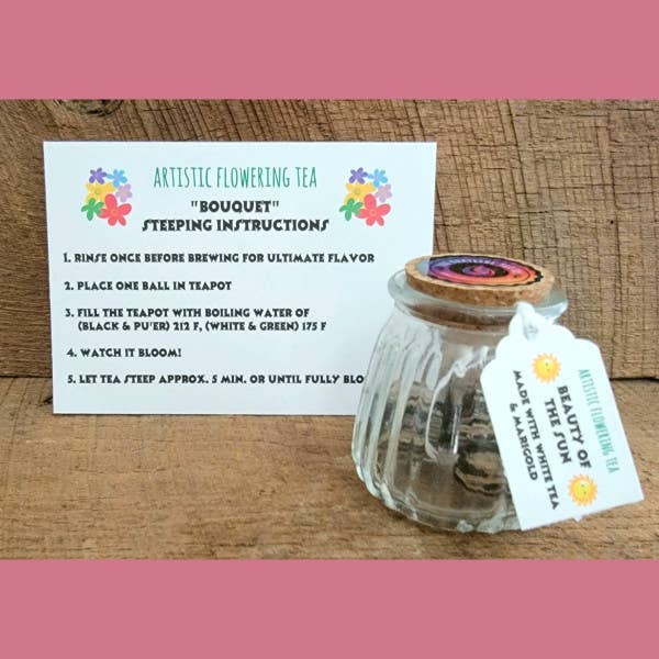 The Grateful Tea Co - Wholesale Loose Tea - Blooming Flower Tea Balls - Longing Heart Green Tea (3 Balls4