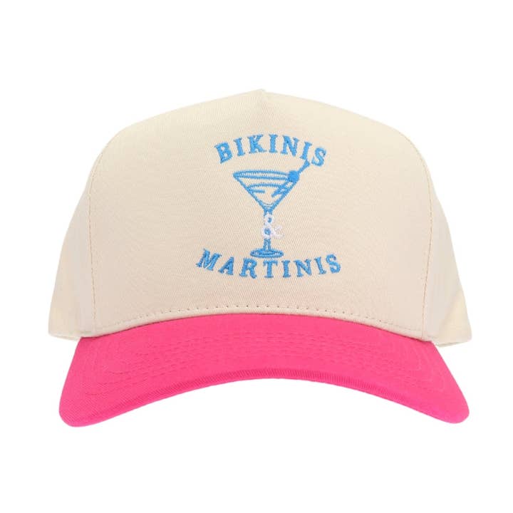 Casquette de camionneur brodée Bikinis et Martinis pour la vente par Stitch Your Style