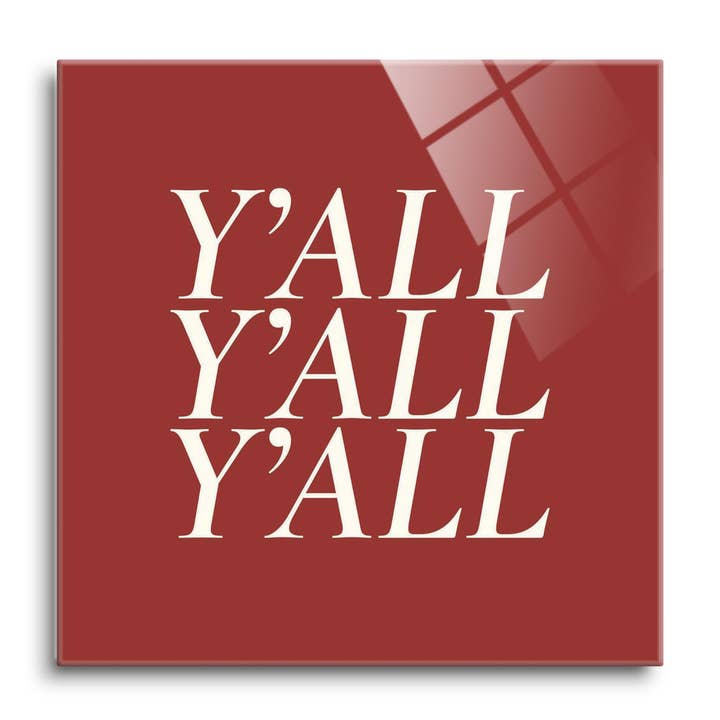 Modern Minimalist Oklahoma Yall |12x12 Glass Plaque for wholesale by Love Local