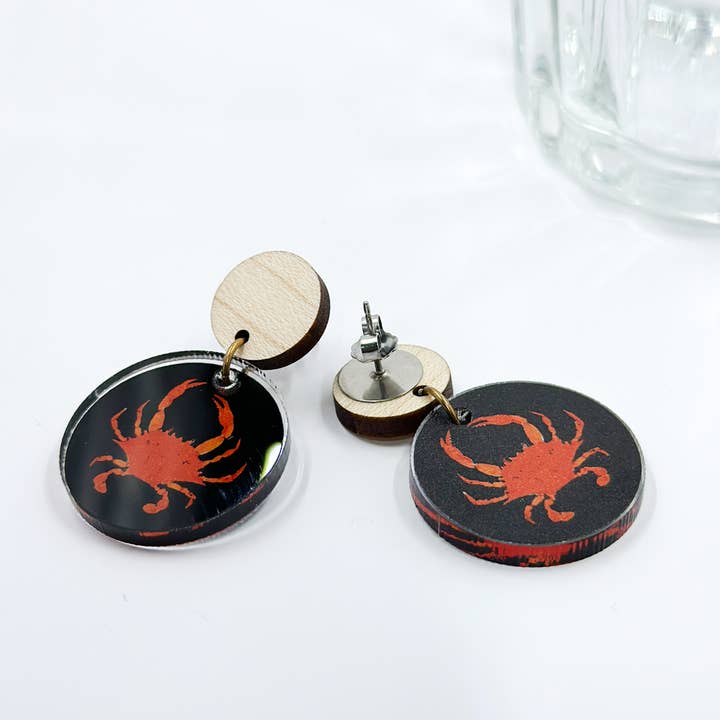 Tiny Crab Painting Earrings for wholesale by Art School Dropout