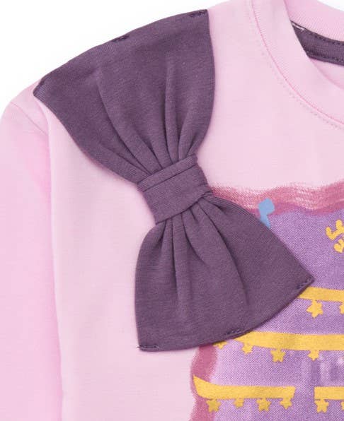 tuc tuc - Wholesale T-Shirt - Kids - Girl's pink t-shirt with ballerina and decorative bow3