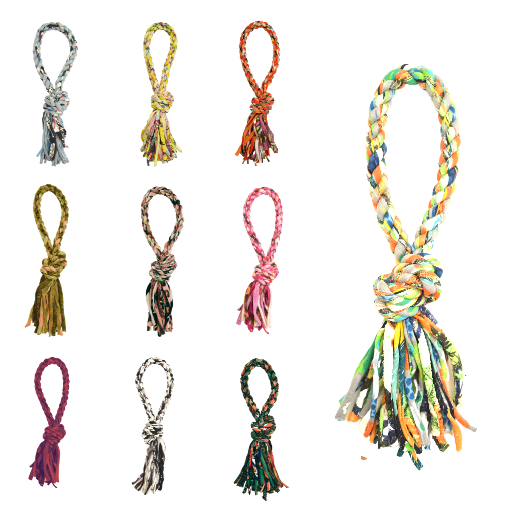 Shreds + rerope - Vendita all'ingrosso Giocattolo di corda - Cani - ReRope - Giocattolo per cani ad anello riciclato, 3 misure (assortimento da 10 pezzi)0