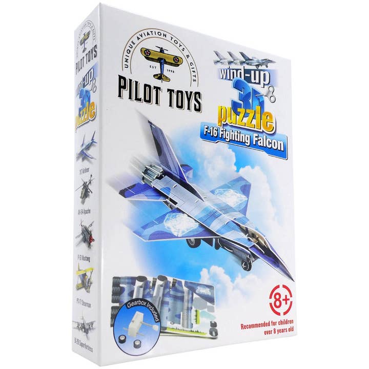 Pilot Toys – wholesale Pussel - Barn – 12 flygplan Wind-Up 3D-pussel med displaybox