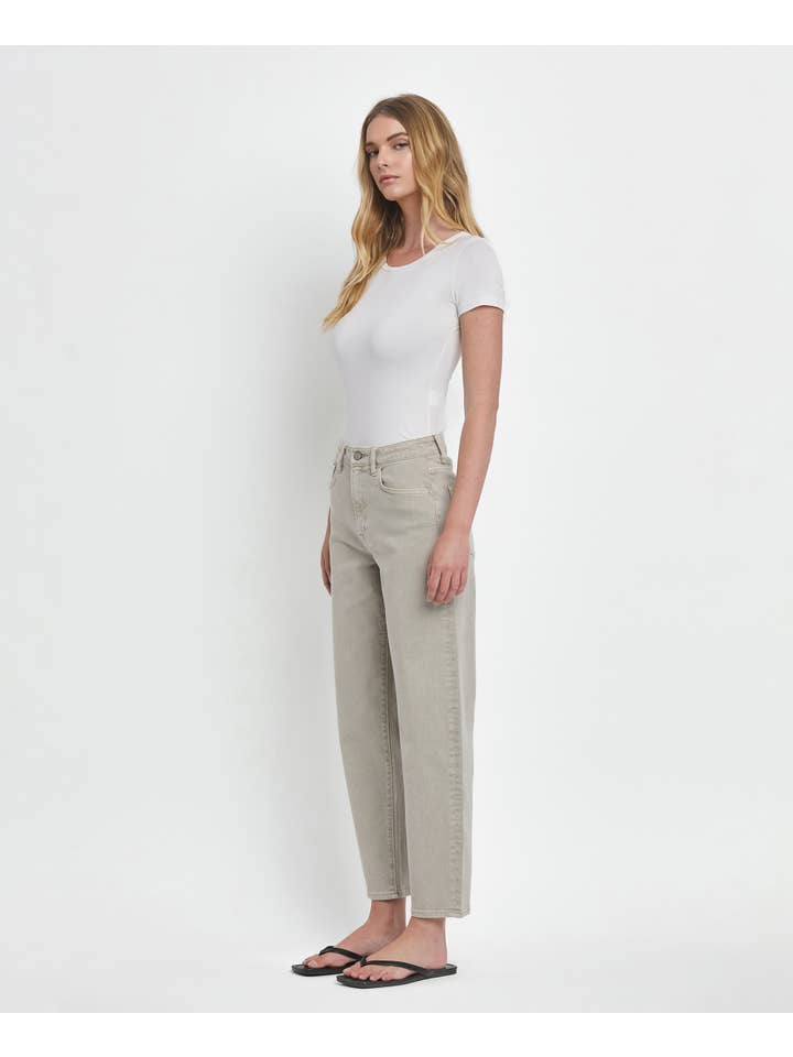 ROCK GREY SUPER HIGH RISE SLIM BARREL JEANS T6627RGR for wholesale on Faire9