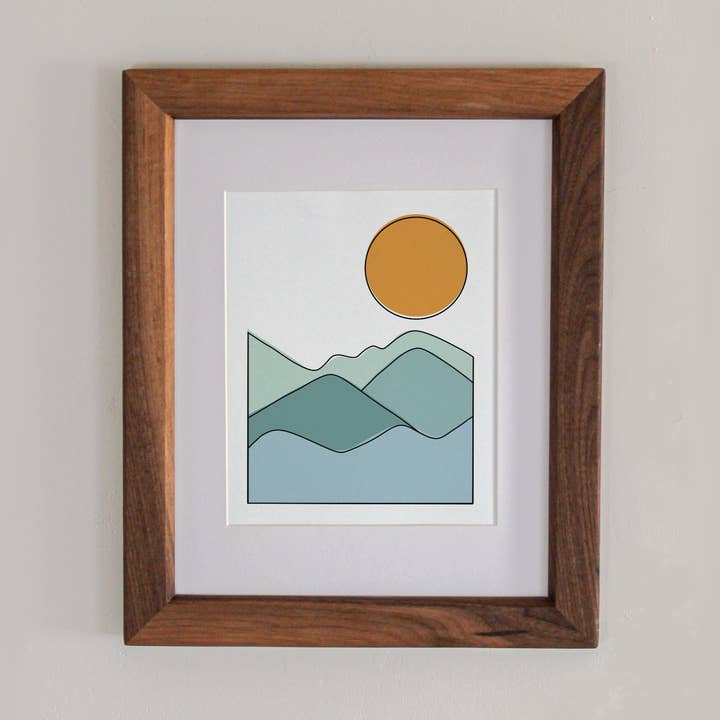 Impression d'art 20x25 cm Coucher de soleil Boho Bleu pour la vente par Stillbay Home Goods