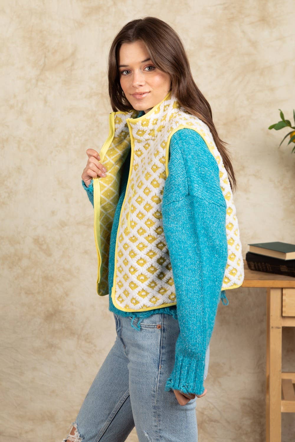 VERY J – Engroshandel Vest - Dame – NJ90128-trykt sød fleece vest13