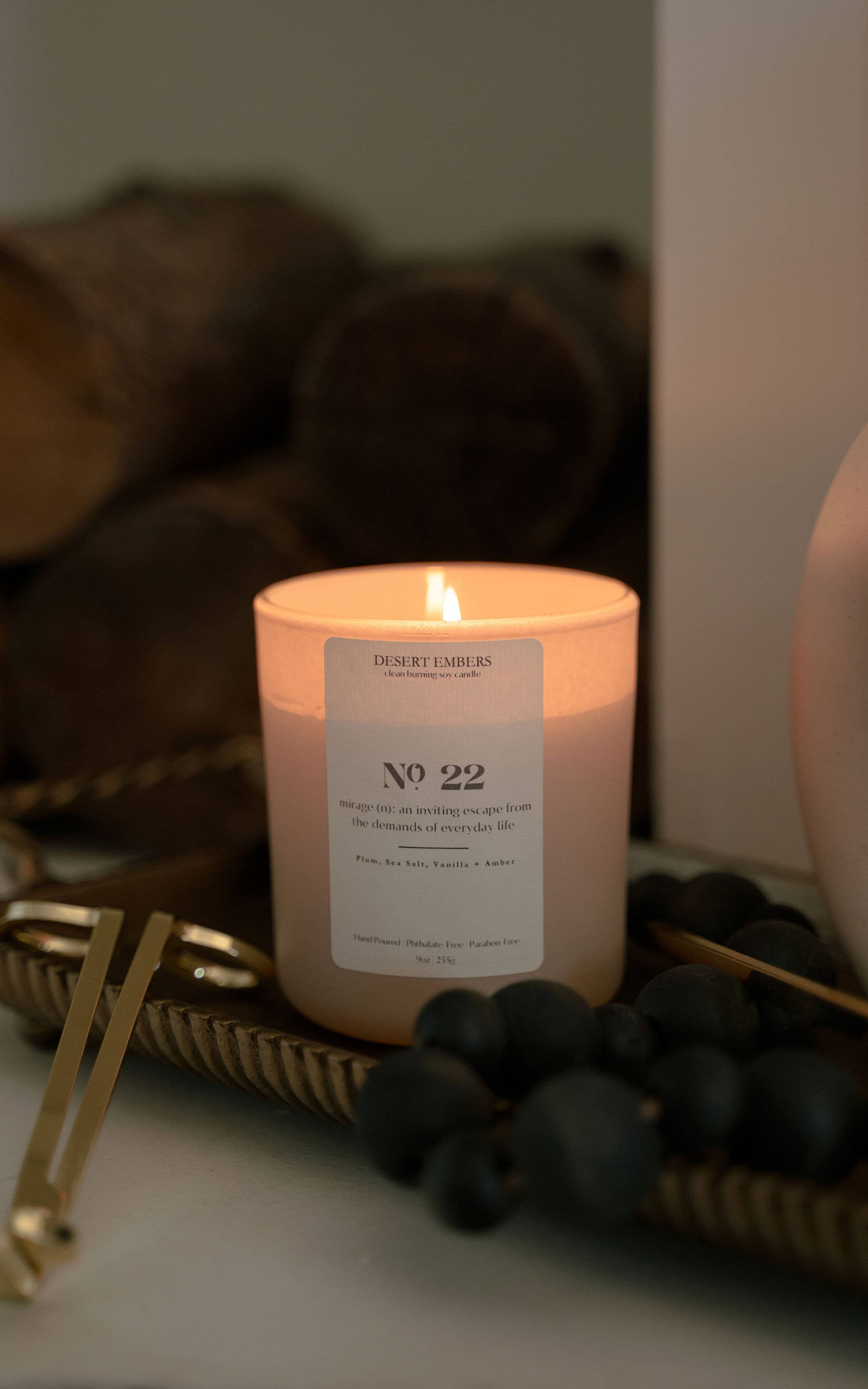 Desert Embers, LLC – Großhandel Kerze im Glas / gefüllte Kerze – Nr. 22: Mirage | Duftkerze mit Meersalz und Amber-Ozean-Duft