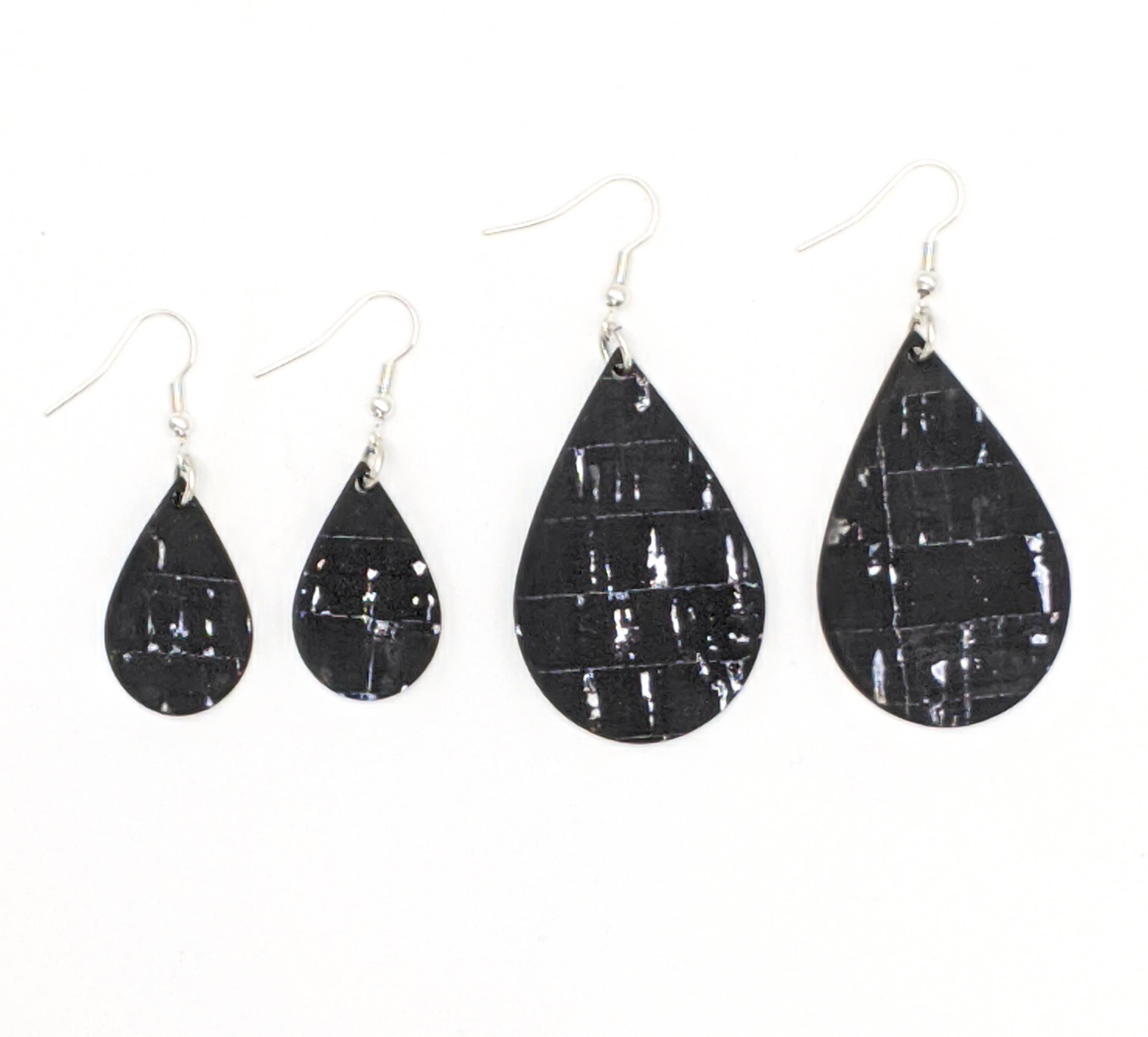 Elisabetta Studio - Wholesale Dangle Earrings - Teardrop Cork Earrings - Black Silver0