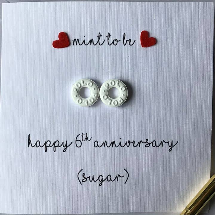6th Anniversary Card: 'Mint to Be' Sugar Anniversary for wholesale by Lilac Sprig