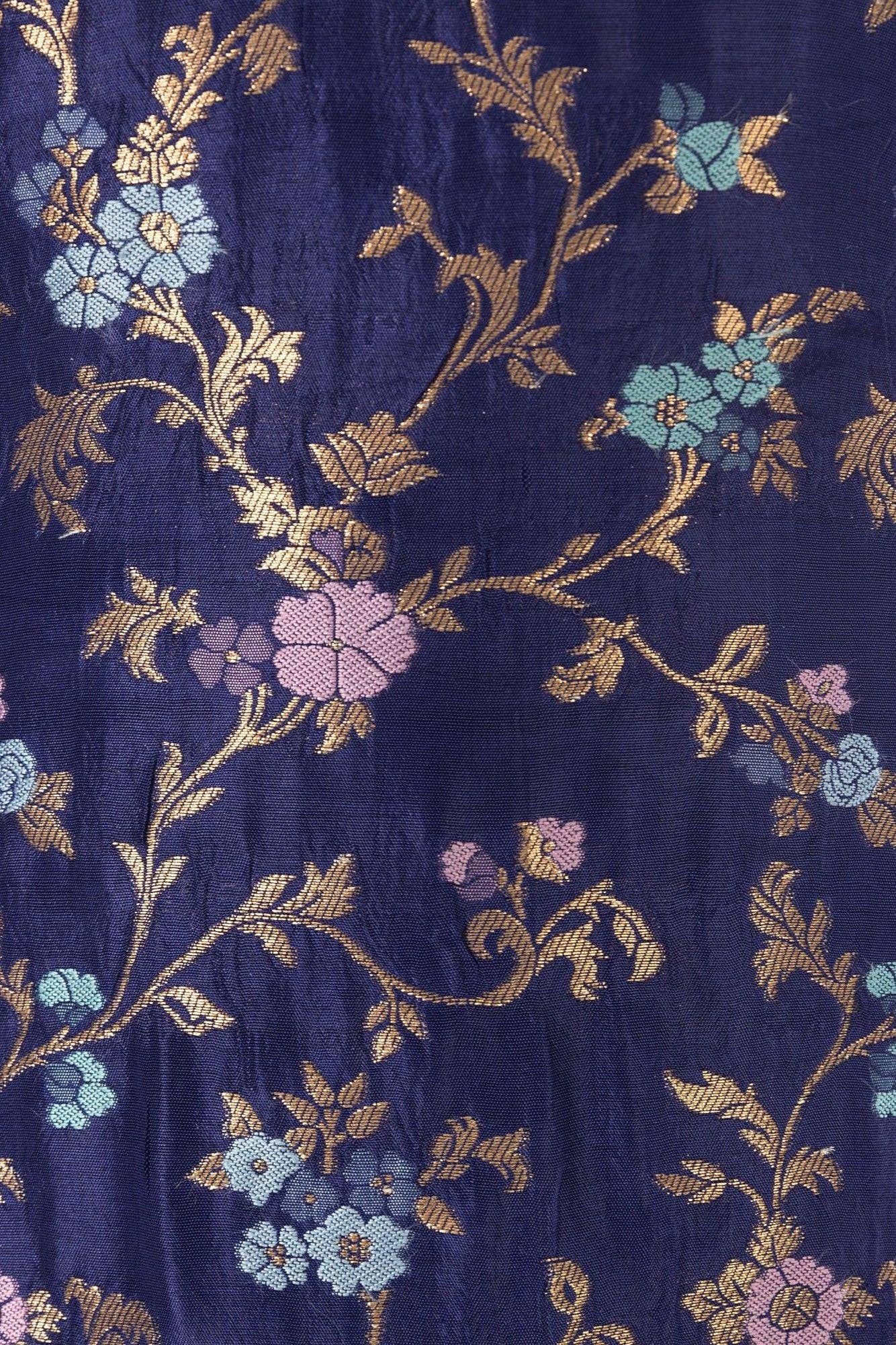 Navy Lazuli Blue Banarasi Silk Salwar Kameez Set with Halter Neck for wholesale on Faire8