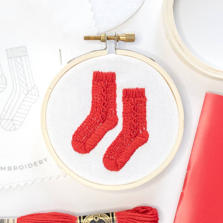 kdornbier embroidery - Wholesale Embroidery/Cross Stitch Supplies - Cable Knit Socks Ornament Embroidery Kit