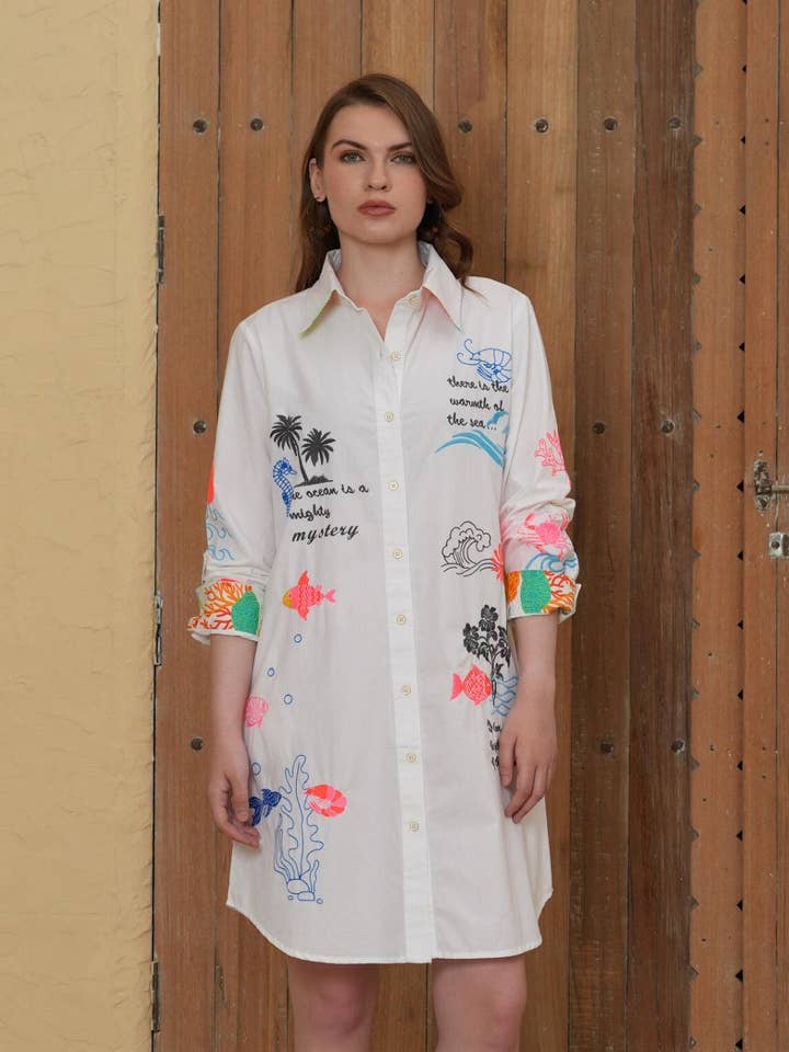 Coastal Story Shirt Dress for wholesale by Avani Del Amour