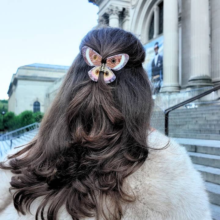 Solar Eclipse - Wholesale Hair Clip - Women's - Hand-painted Emperor Silk Moth Claw Hair Clip | Eco-Friendly2