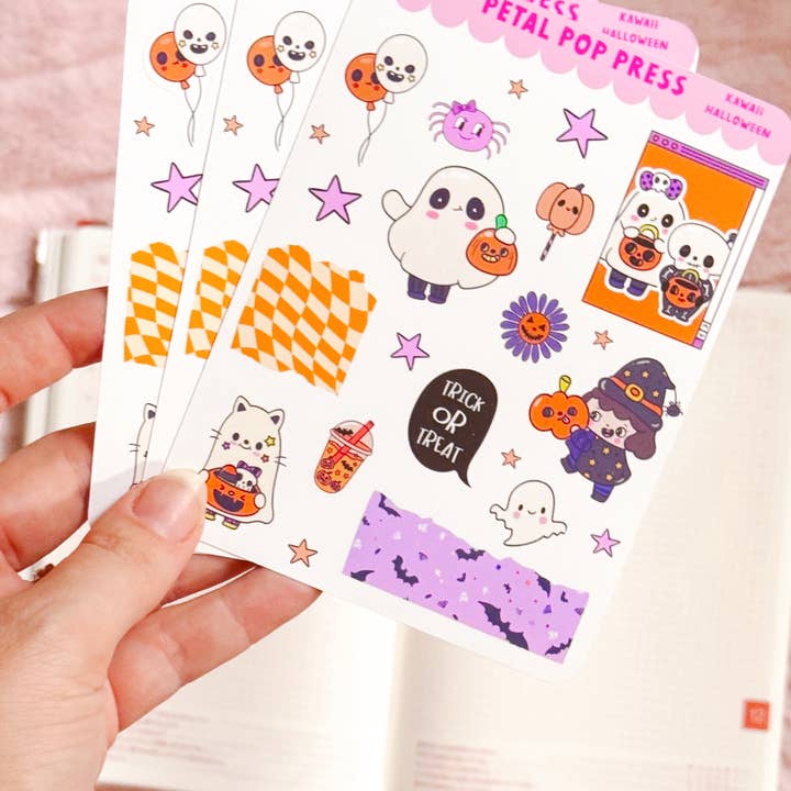 Kawaii Halloween Stickers for Planning or Junk Journaling, K for wholesale by Cotswold Transfers