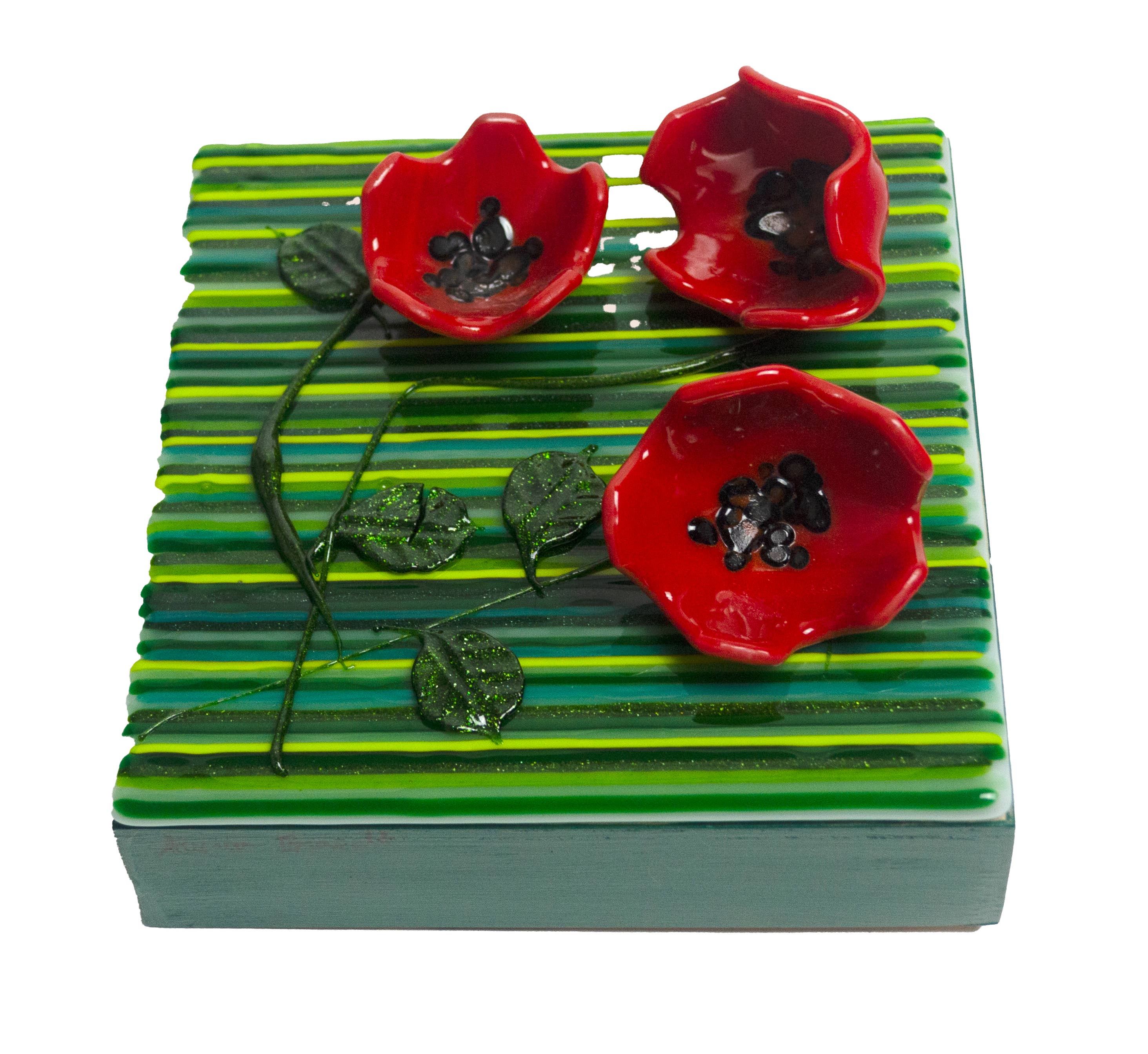 Foster's Beauties - Wholesale Wall Accent - Poppy Garden Kilnformed Glass Wall Art2