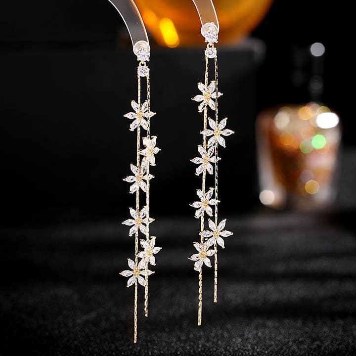 Daisy Flower Dangle Drop Statement Earrings in Solid Copper for wholesale by Perimade & Co. LLC