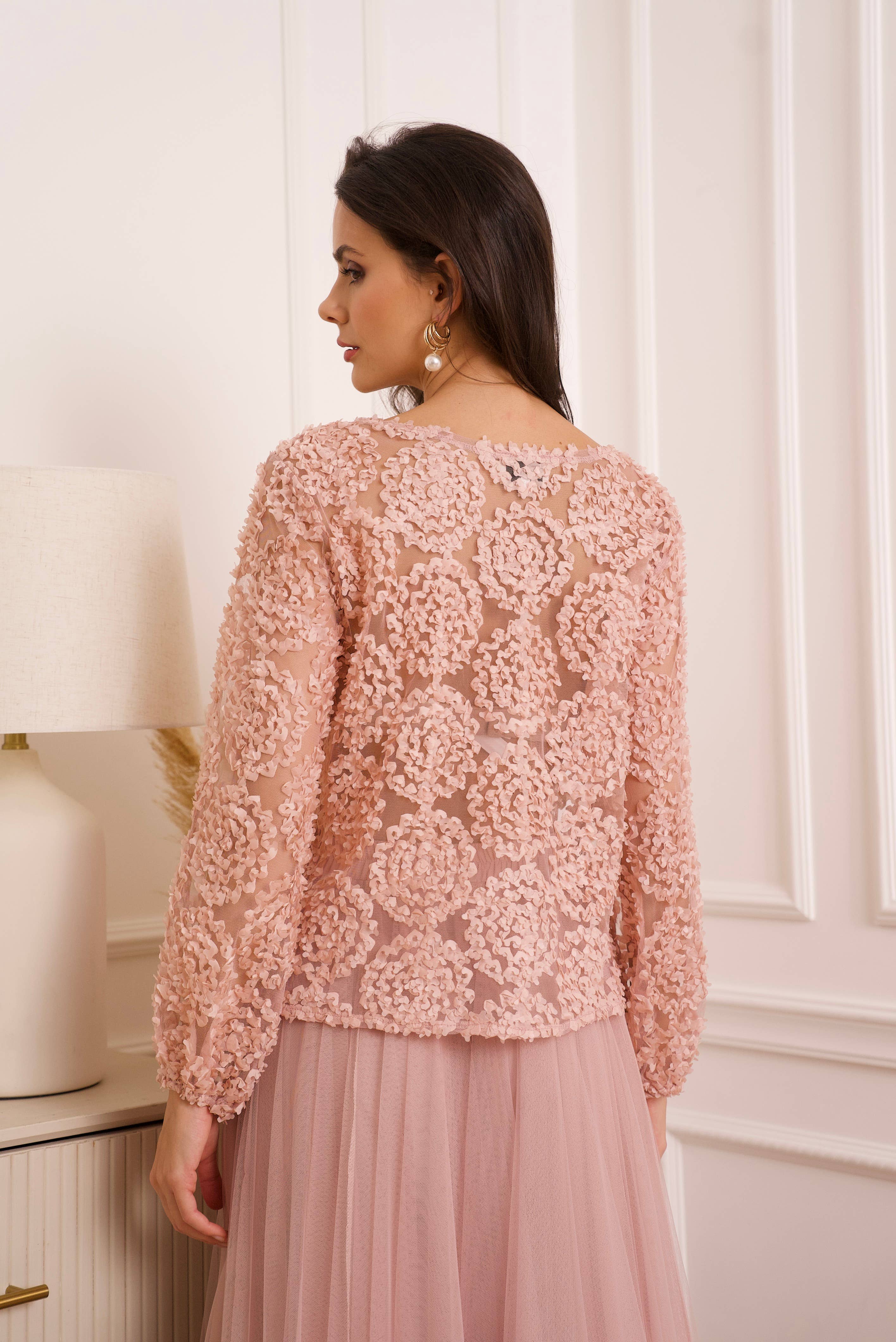 CHOKLATE PARIS - Wholesale Blouse - Women's - Textured rosette blouse (S/M-M/L) - CK0802211
