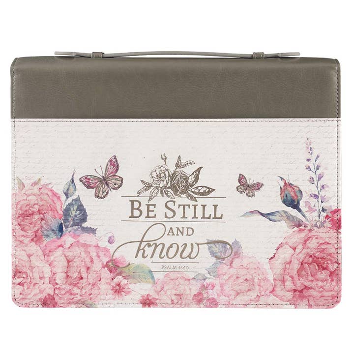 Be Still And Know Faux Leather Bible Cover - Psalm 46:10 for wholesale by Christian Art Gifts